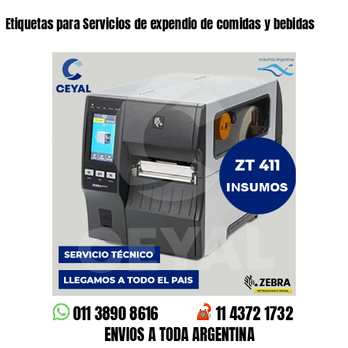 Etiquetas para Servicios de expendio de comidas y bebidas