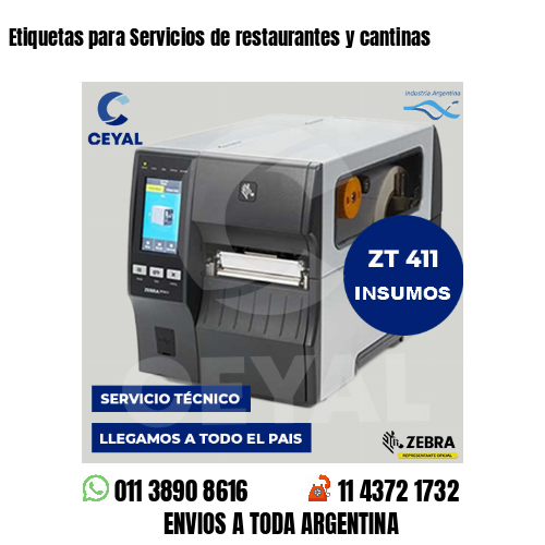 Etiquetas para Servicios de restaurantes y cantinas