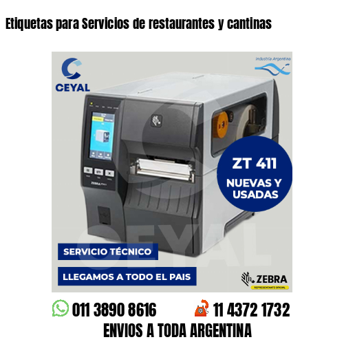 Etiquetas para Servicios de restaurantes y cantinas