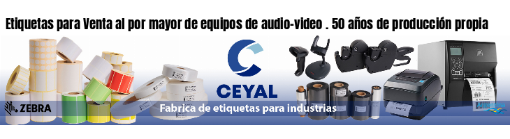 Etiquetas para Venta al por mayor de equipos de audio-video . 50 años de producción propia