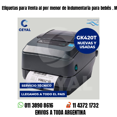 Etiquetas para Venta al por menor de indumentaria para bebés . Matriz de costos