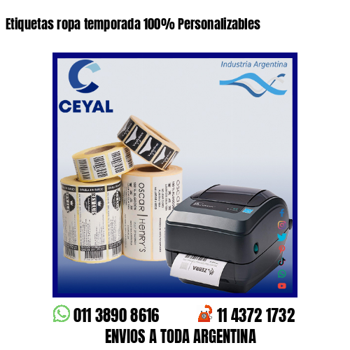 Etiquetas ropa temporada 100% Personalizables