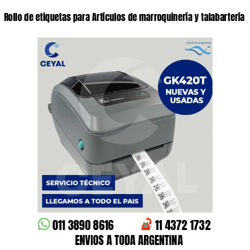 Rollo de etiquetas para Artículos de marroquinería y talabartería