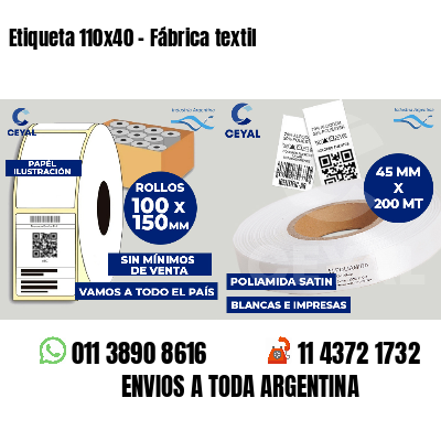 Etiqueta 110x40 - Fábrica textil