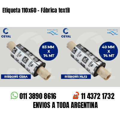 Etiqueta 110x60 - Fábrica textil