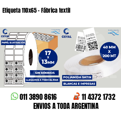Etiqueta 110x65 - Fábrica textil