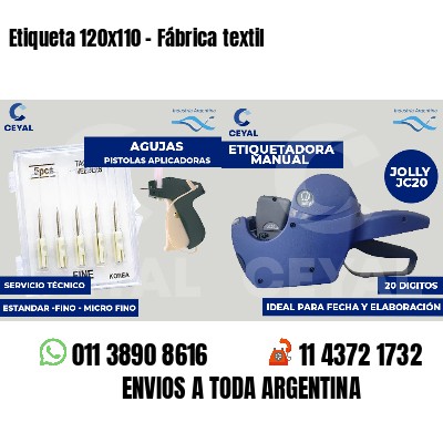 Etiqueta 120x110 - Fábrica textil