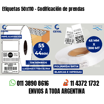 Etiquetas 50x110 - Codificación de prendas