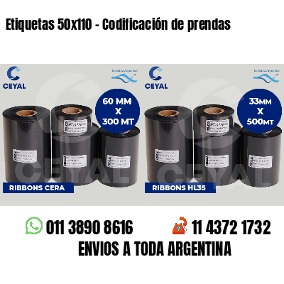Etiquetas 50x110 - Codificación de prendas