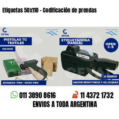 Etiquetas 50x110 - Codificación de prendas
