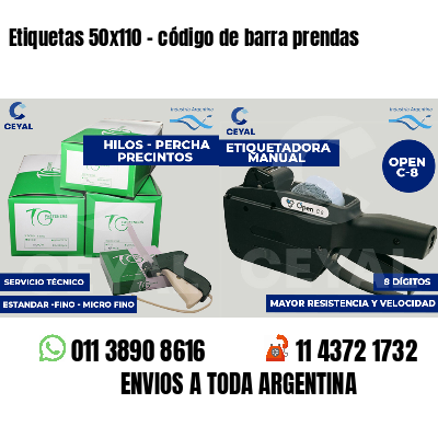 Etiquetas 50x110 - código de barra prendas