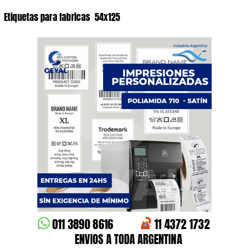 Etiquetas para fabricas  54x125