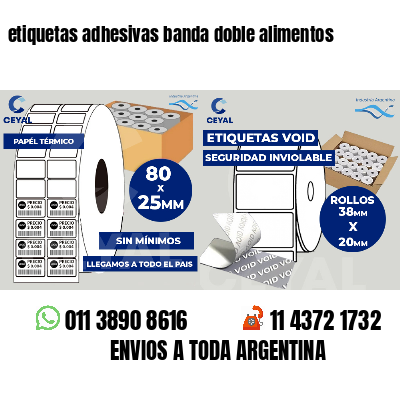 etiquetas adhesivas banda doble alimentos