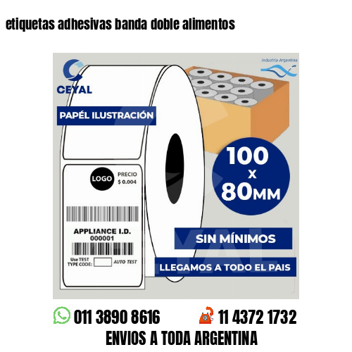 etiquetas adhesivas banda doble alimentos