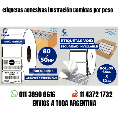 etiquetas adhesivas ilustración Comidas por peso