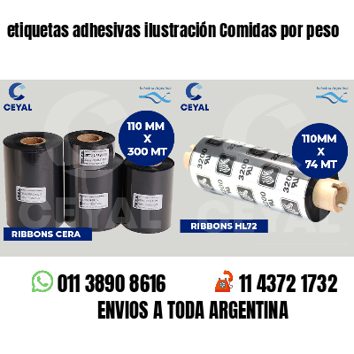 etiquetas adhesivas ilustración Comidas por peso