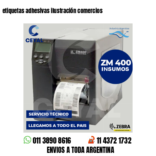 etiquetas adhesivas ilustración comercios