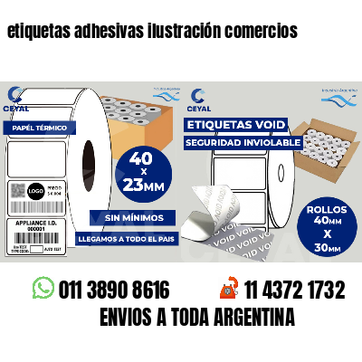 etiquetas adhesivas ilustración comercios