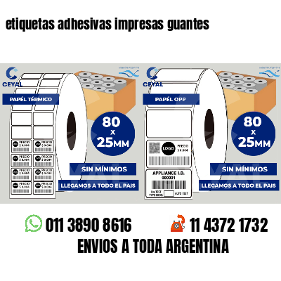 etiquetas adhesivas impresas guantes