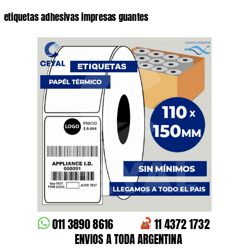 etiquetas adhesivas impresas guantes