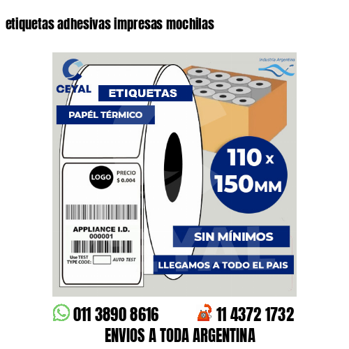etiquetas adhesivas impresas mochilas