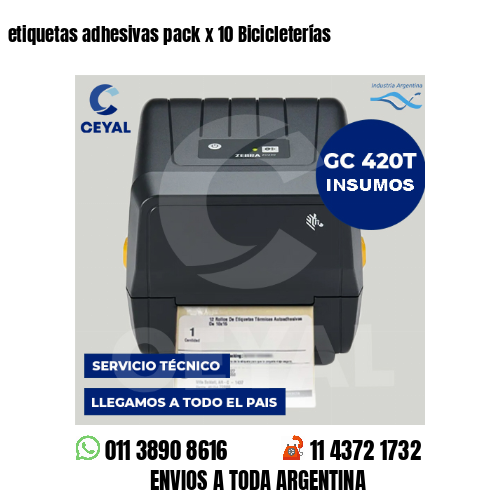 etiquetas adhesivas pack x 10 Bicicleterías