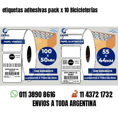 etiquetas adhesivas pack x 10 Bicicleterías