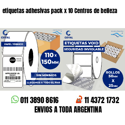 etiquetas adhesivas pack x 10 Centros de belleza