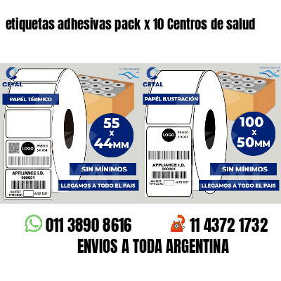 etiquetas adhesivas pack x 10 Centros de salud