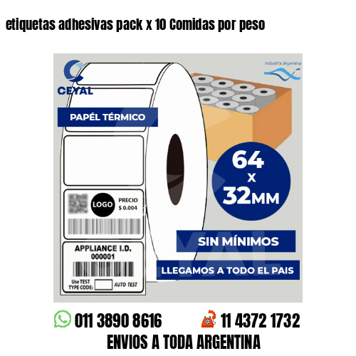 etiquetas adhesivas pack x 10 Comidas por peso