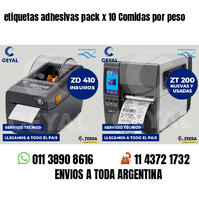 etiquetas adhesivas pack x 10 Comidas por peso