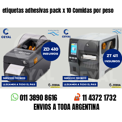 etiquetas adhesivas pack x 10 Comidas por peso