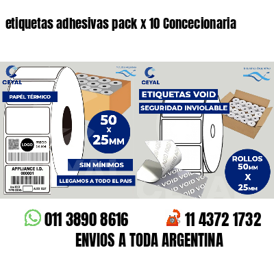 etiquetas adhesivas pack x 10 Concecionaria