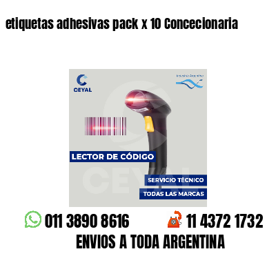 etiquetas adhesivas pack x 10 Concecionaria