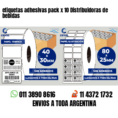 etiquetas adhesivas pack x 10 Distribuidoras de bebidas