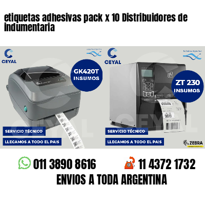 etiquetas adhesivas pack x 10 Distribuidores de indumentaria