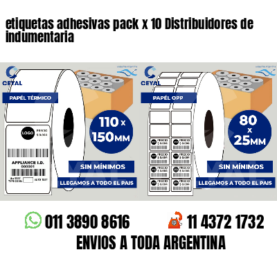 etiquetas adhesivas pack x 10 Distribuidores de indumentaria
