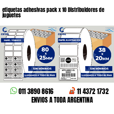 etiquetas adhesivas pack x 10 Distribuidores de juguetes