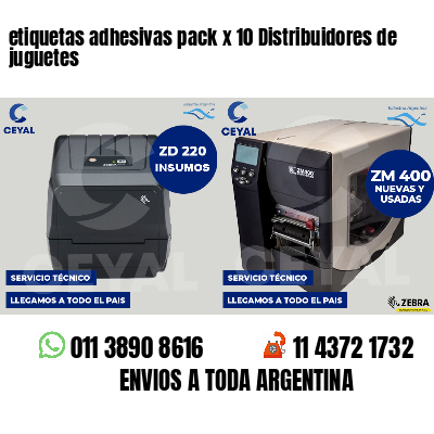 etiquetas adhesivas pack x 10 Distribuidores de juguetes