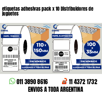 etiquetas adhesivas pack x 10 Distribuidores de juguetes