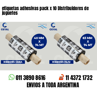 etiquetas adhesivas pack x 10 Distribuidores de juguetes