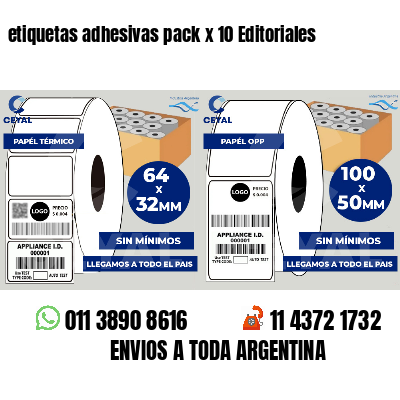 etiquetas adhesivas pack x 10 Editoriales
