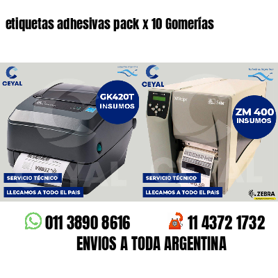 etiquetas adhesivas pack x 10 Gomerías
