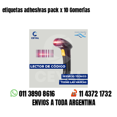 etiquetas adhesivas pack x 10 Gomerías