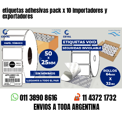 etiquetas adhesivas pack x 10 Importadores y exportadores