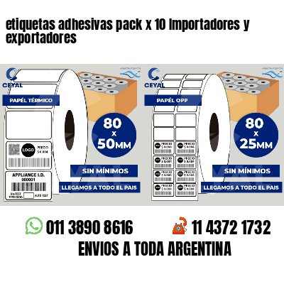 etiquetas adhesivas pack x 10 Importadores y exportadores