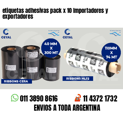etiquetas adhesivas pack x 10 Importadores y exportadores