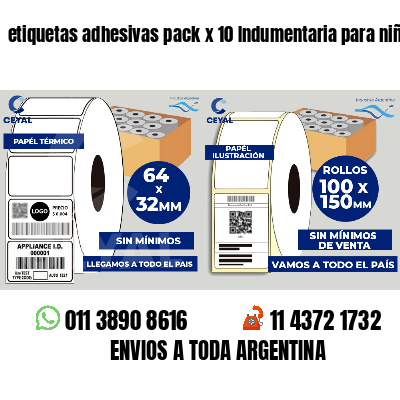 etiquetas adhesivas pack x 10 Indumentaria para niños