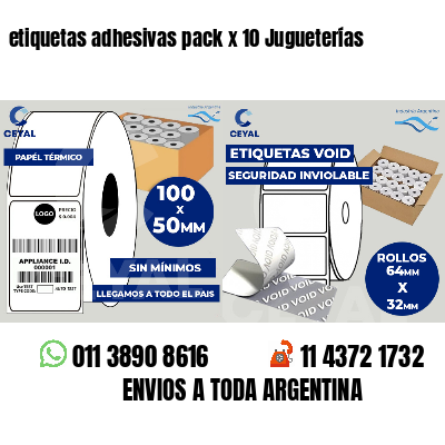 etiquetas adhesivas pack x 10 Jugueterías