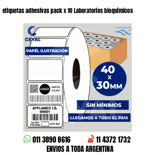 etiquetas adhesivas pack x 10 Laboratorios bioquímicos